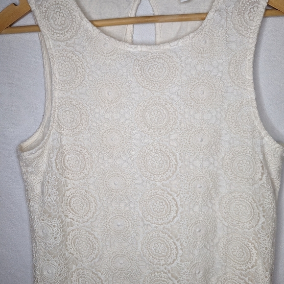 Ella Moss Cream Floral Embroidered Tank Babydoll Dress Size Medium - Picture 10 of 14